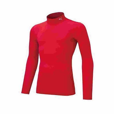 プーマ PMJ-656332 01 コンプレッション ジュニア モックネック LS シャツ (01)プーマ レッド ジュニア