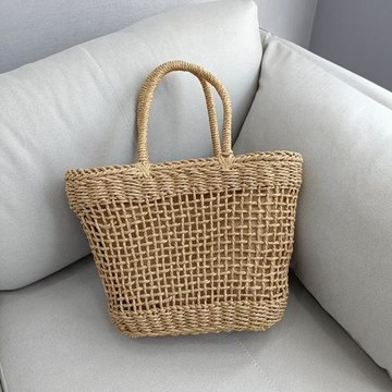 玲子家 2025外貿大容量 鏤空草編包 單肩包 手提女包 沙灘包 草包