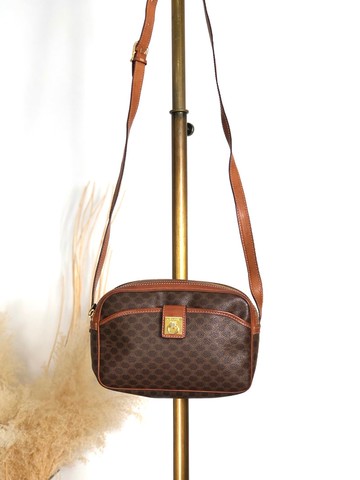 【日本直送 名牌中古包】CELINE  સેલિન Macadam 側背包 棕色 Gancini PVC vintage 古董 jcyy3u
