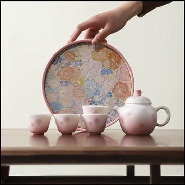【茶品名】🍵茶壺 西施壺  泡茶壺白汝粉紅色四葉草櫻花茶具套裝治癒系列