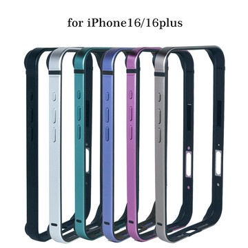 內置硅膠防摔墊 適用iPhone16/16 plus手機殼 蘋果15 /14/13/12/11 二閤一金屬邊框防摔保護套