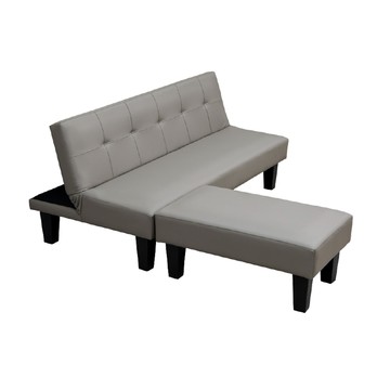 【UHO】貝尼-皮革沙發床+腳椅(運費另計)305白色