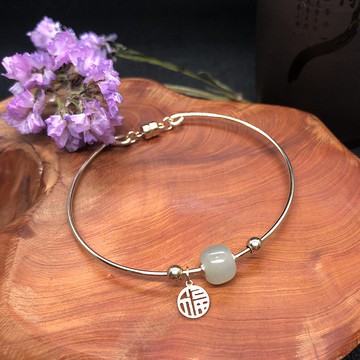 14kgf 美國進口 注金 和田玉 天然玉石 客製化 手鐲 母親節禮物