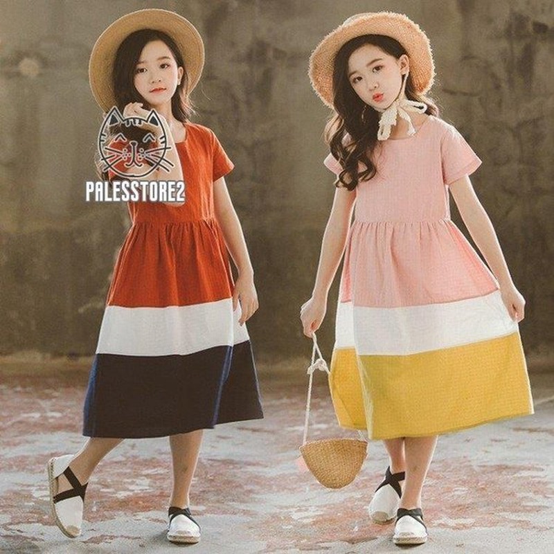 韓国子供服 子供ワンピース 配色 半袖ワンピース 春夏 可愛い きれいめ 女の子 通学 スポーツ キッズカジュアル 小学生 中学生 オシャレ 通販 Lineポイント最大0 5 Get Lineショッピング