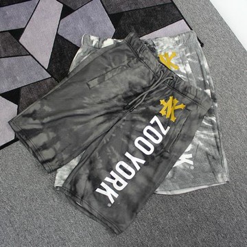 出口美式男士大碼印花加絨短褲跑步健身戶外保暖運動五分褲運動褲