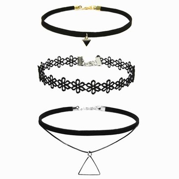 國潮人脖子頸帶上衣短款綁帶性感鎖骨鏈掛黑色個性的飾品女