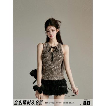 不冷BULENG（原cchun純子）辣妹掛脖吊帶背心女夏外穿無袖上衣