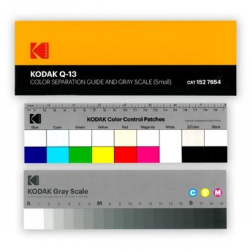 美國KODAK柯達專業色階卡校色卡+標準灰卡Q-13(2張入)校色板Color Separation Guide & Gray Scale適商業攝影