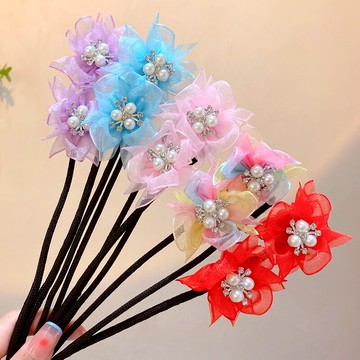 兒童花朵盤發器女童懶人盤發桿小女孩丸子頭神器卷發棒頭飾發夾女