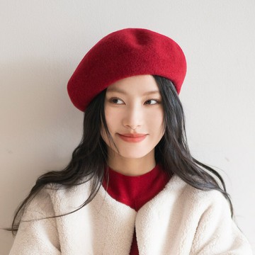 瘋帽子 初秋 好品質經典時尚款羊毛呢貝雷帽女畫家帽大頭圍加深版