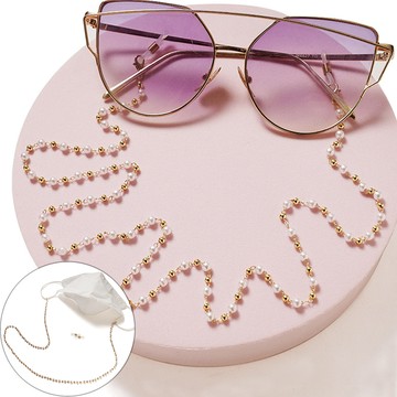 seoul show首爾秀  銅珠珍珠兩用口罩掛繩鏈墨鏡平光眼鏡鍊老花近視防丟鍊