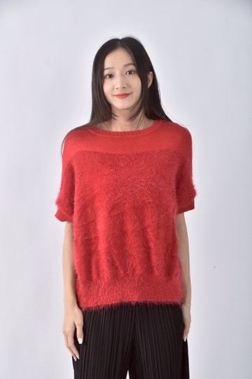 (XL) in fo毛毛毛衣紅色短袖上衣