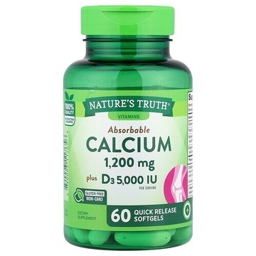 Nature's Truth, 可吸收鈣，復配維生素 D3，60 粒速釋軟膠囊