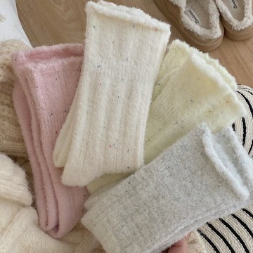 柳惠珠襪子 點子紗澳絨襪子女中筒襪秋冬刷毛加厚保暖月子襪毛絨襪長筒堆堆襪