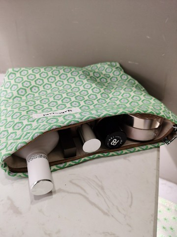 收納包 收納袋 化妝袋 布范提花抹茶綠窗花化妝包質感雙層提花內膽包大容量帆布收納袋女『ZW4578』