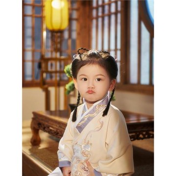 漢服女童新款兒童古裝漢元素復古紫色日常國風宋代新中式日常套裝
