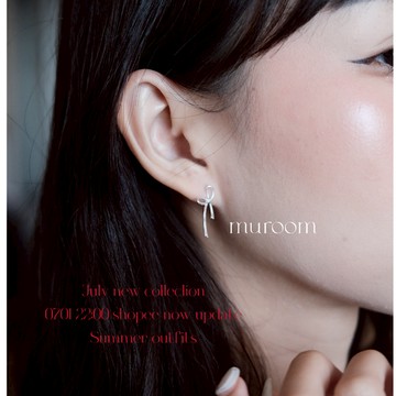 流線蝴蝶結垂墜耳環【純銀耳針】高級質感款 飄帶耳環  [M91]