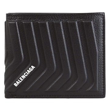 BALENCIAGA 巴黎世家 683426 燙印LOGO浮雕造型對開短夾.黑