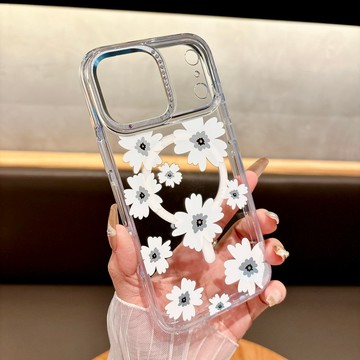 閃鑽鏡頭框 花朵彩繪 磁吸無線充 防摔殼 保護殼 適用於 iPhone 18 17 16 15 Pro Max 手機殼