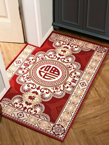入戶門過年地墊進門玄關紅色喜慶門墊家用臥室大門口蹭土防滑地毯