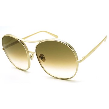 【CHLOE】Chloé 太陽眼鏡 CE128S 750 61mm 法國時尚 圓框墨鏡 圓框太陽眼鏡 漸層茶色鏡片/淺金框