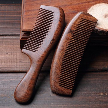 黑檀木梳子女家用防靜電脫發木頭梳子男大寬齒卷發梳子木梳桃木梳