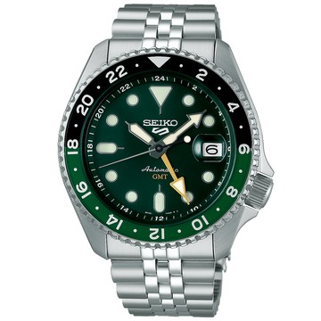 SEIKO 5 Sports 綠面 GMT兩地時間 機械腕錶 錶 手錶 送禮 (SSK035K1/4R34-00A0G)