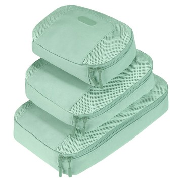 TRAVELON 網格衣物收納袋3件組  大(36 x 22 x 6cm) + 中(26 x 23 x 6cm) + 小(17 x 22 x 6cm)  薄荷綠