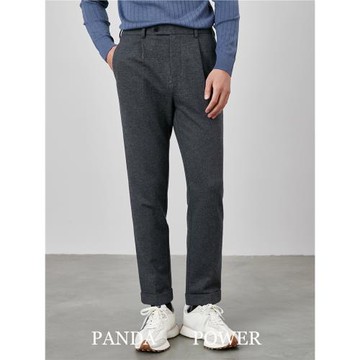 意式休閑冬季BI收男褲 高端絨面質感羊毛料 松緊腰男士直筒休閑褲