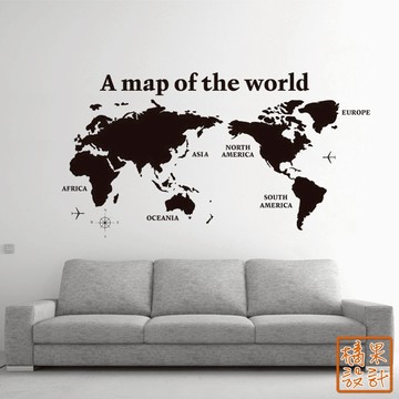 【橘果設計】世界地圖 壁貼 卡點西德 卡典西德 兩色可選 牆貼 DIY組合裝飾佈置