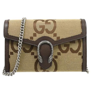 GUCCI 401231 Dionysus Jumbo 雙G緹花斜背WOC鍊包.咖