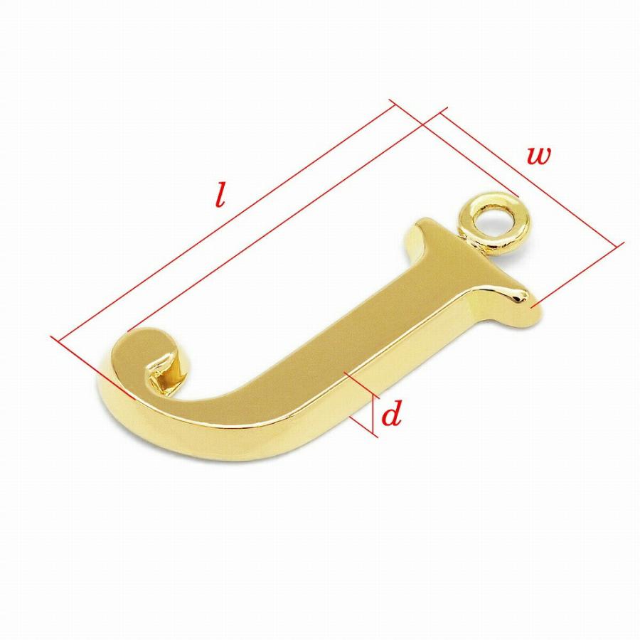  チャームパーツ 18金 イエローゴールド J イニシャルチャーム Mサイズ 中空タイプ 縦14.0mm 横8.0mm｜手芸用品 K18YG 貴金属