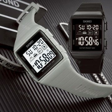 【時光刻度】SKMEI/時刻美 1960 方型雙時間顯示運動電子錶 電子錶 男女手錶  當兵手錶