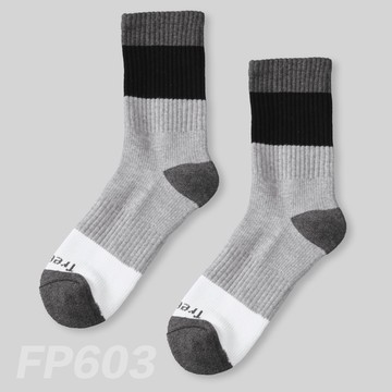 台灣製足立康機能除臭襪 日系風漸層拼色減壓型高筒襪 女襪款 型號FP603（灰色）