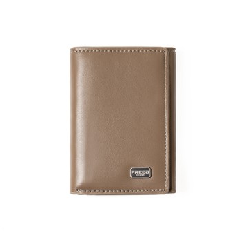 【FREED】紳士極潤頭層納帕(Nappa)真皮三折短夾 - 沙丘棕
