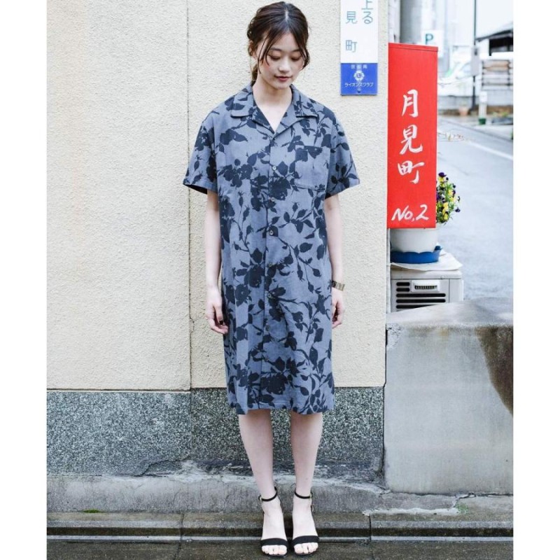 haco! /京都の浴衣屋さんと作った浴衣生地のシャツワンピース/ブルー ハコ】【mer8月号掲載】京都の浴衣屋さんと作った浴衣生地の