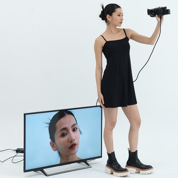 Bra Top涼感細肩平口背心洋裝-黑色