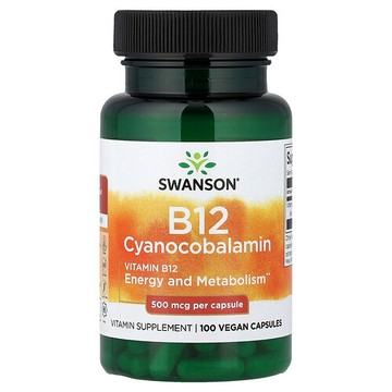 Swanson Vitamins, 維生素 B12，500 微克，100 粒全素膠囊