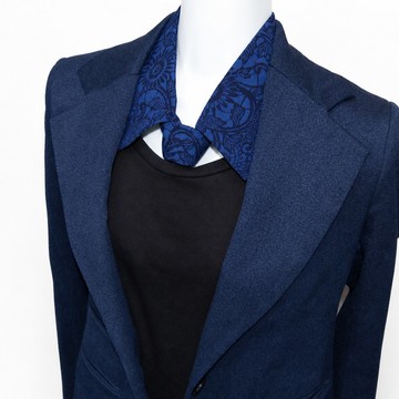 真絲和服可拆式領巾領帶, 日本古著小紋絹布再製, 手工製作, 直送