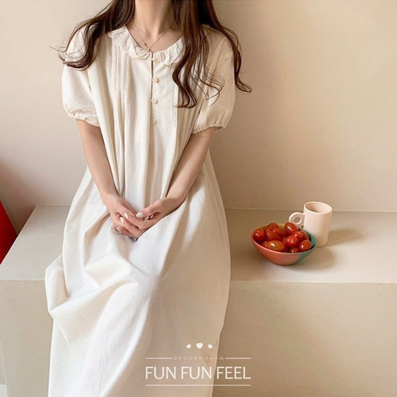 ネグリジェ 春夏 レディース 半袖ワンピース 白フパフスリーブ オシャレルームウェア ナイトロープ 部屋着 大人可愛いパジャマ ロング丈ネグリジェ お姫 通販 Lineポイント最大get Lineショッピング