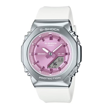 CASIO卡西歐  G-SHOCK 優雅銀白 亮麗色彩 魅惑粉紫 金屬錶殼 八角形錶殼 GM-S2110-7A6_40.5mm