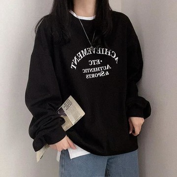 已售9642件💖Vuja de 純棉圓領衛衣 大學t 薄衛衣 oversize 大學t 長袖 秋冬上衣 字母印花 潮流
