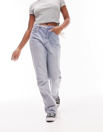Topshop Hourglass Kort jeans in bleach-Blue