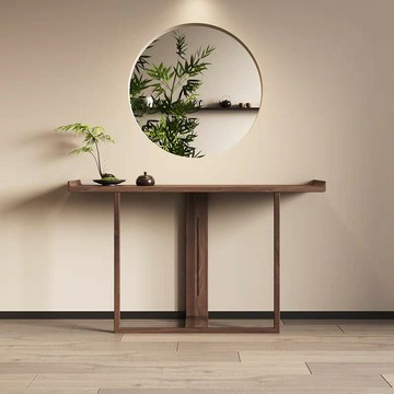 入戶玄關桌  黑胡桃木入戶正對門玄關臺實木新中式條案置物架藝術門廳禪意供桌