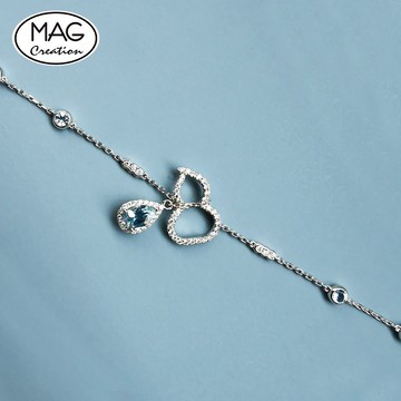 Blessing HULU | 18K 白金 天然海藍寶 天然鑽石 手鍊