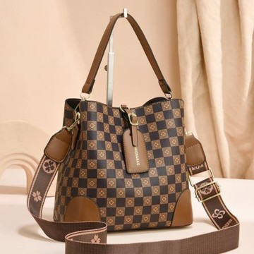 臺州女包復古女包bagpu格紋水桶包大容量單肩包斜挎包ladiesbags