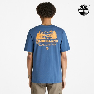 Timberland 男款藍色休閒口袋短袖T恤|A6BRGEYO