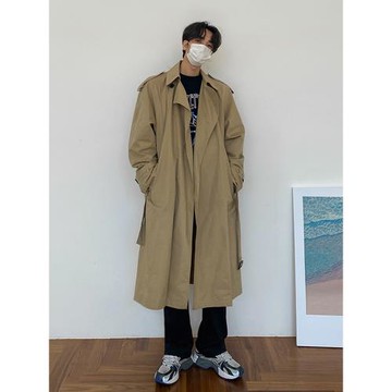 MRCYC日系工裝風衣男中長款寬松休閑韓系潮流秋季軍綠色過膝外套