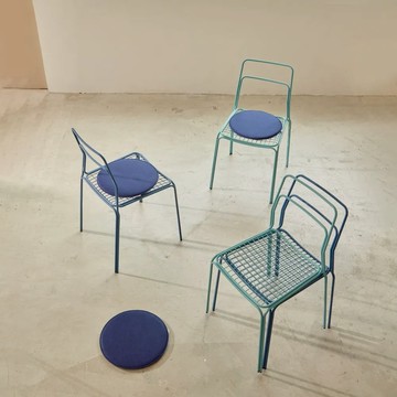 camino｜GRIDLEY 戶外鐵線椅 (一組兩件) 靛藍 藍綠 二色 - 靛藍色(一組兩件)
