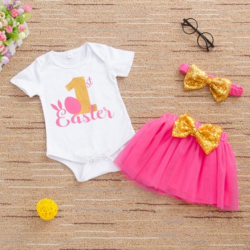 厚款夏季禮盒裝A爬服夏款外貿歐美三件套女童裙套裝驚爆低價